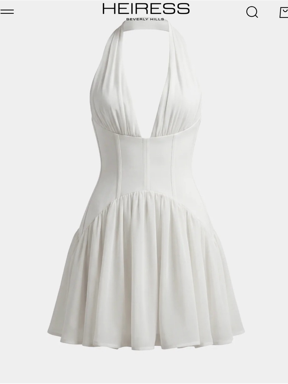 White Halter corset Mini Dress with Ruching nwt